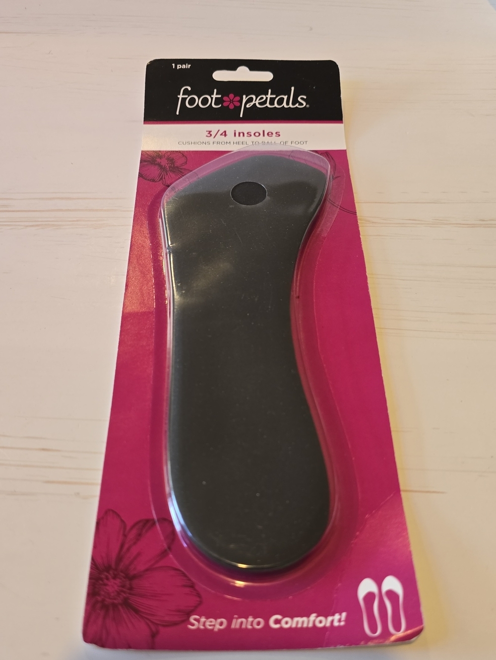 Foot Petals Black 3/4 Cushioned Insoles for Women